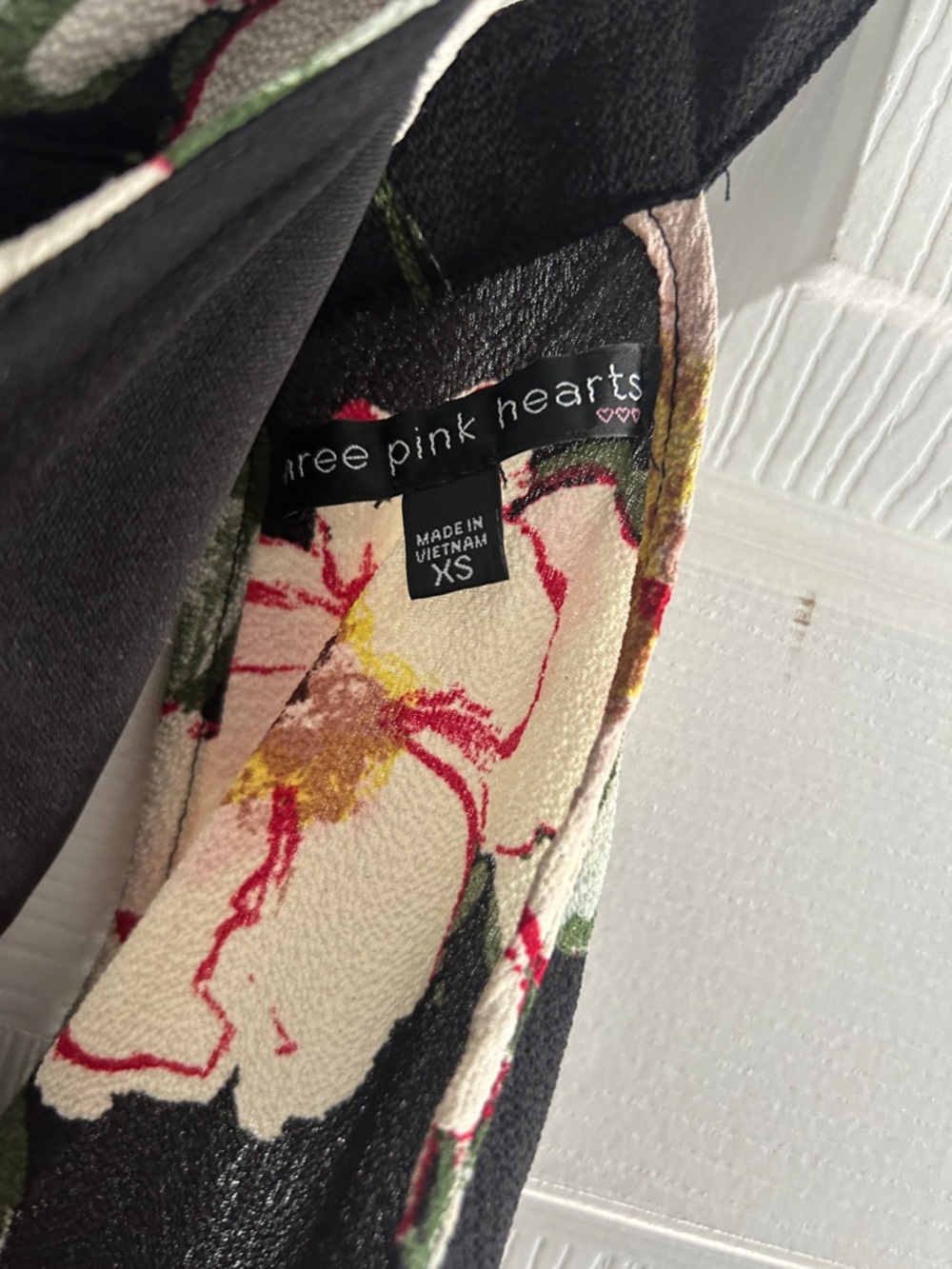 Three Hearts Black Floral Maxi Dress with Cream and Green Blooms - Picture 2 of 8